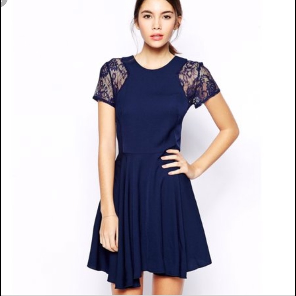 ASOS Love Skater Dress with Lace Insert Sleeves